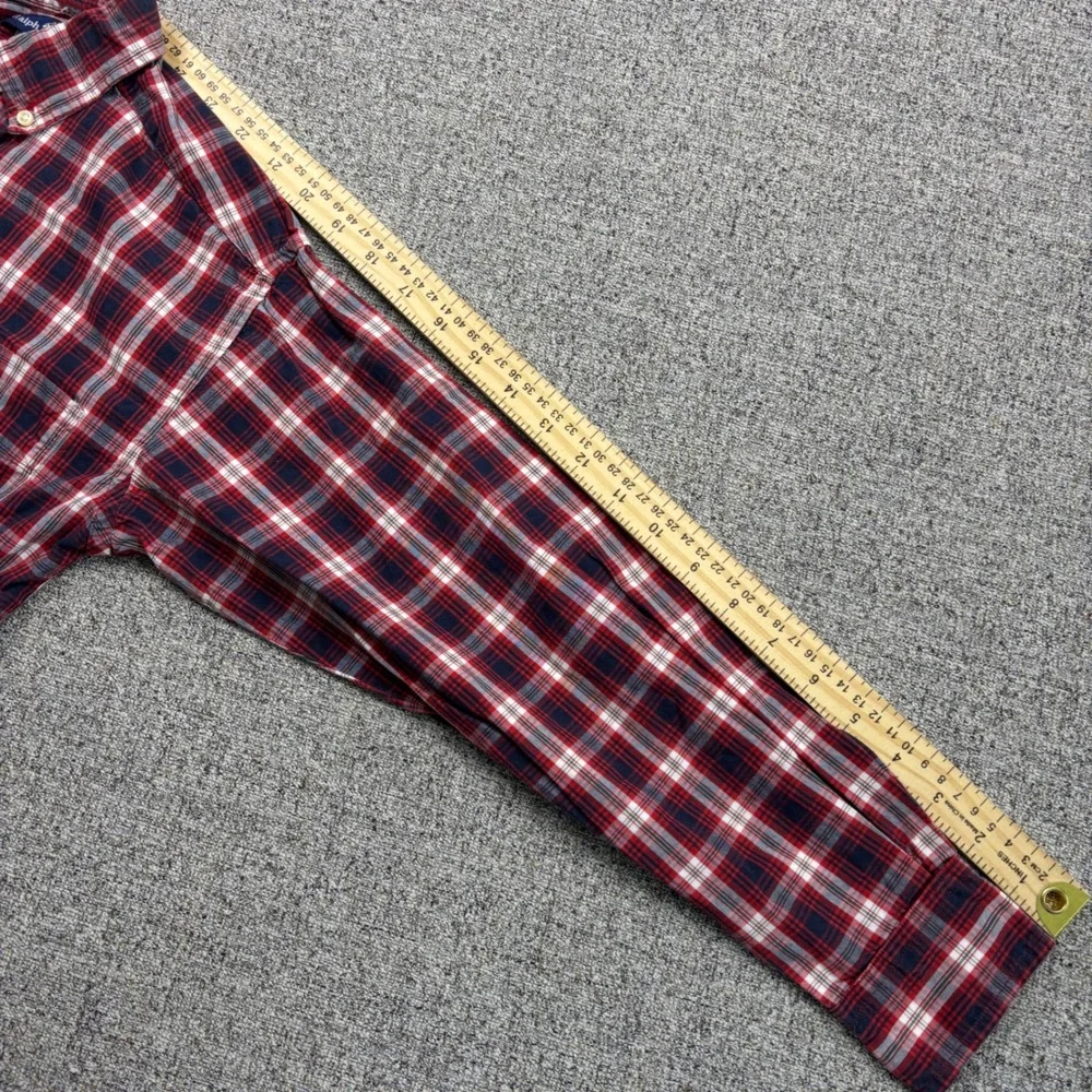 Ralph‎ Lauren Kids Red Navy Blue Plaid Button Down Shirt Size S Cotton Pony Logo